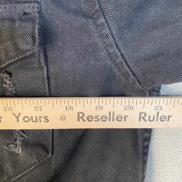 Distressed Denim Shirt Jacket Mens Small Button Up Grunge Streetwear Indie - Picture 9 of 13